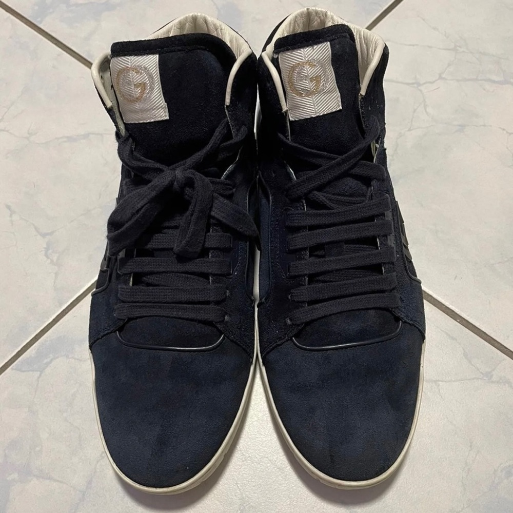 Gucci navy high top sneaker